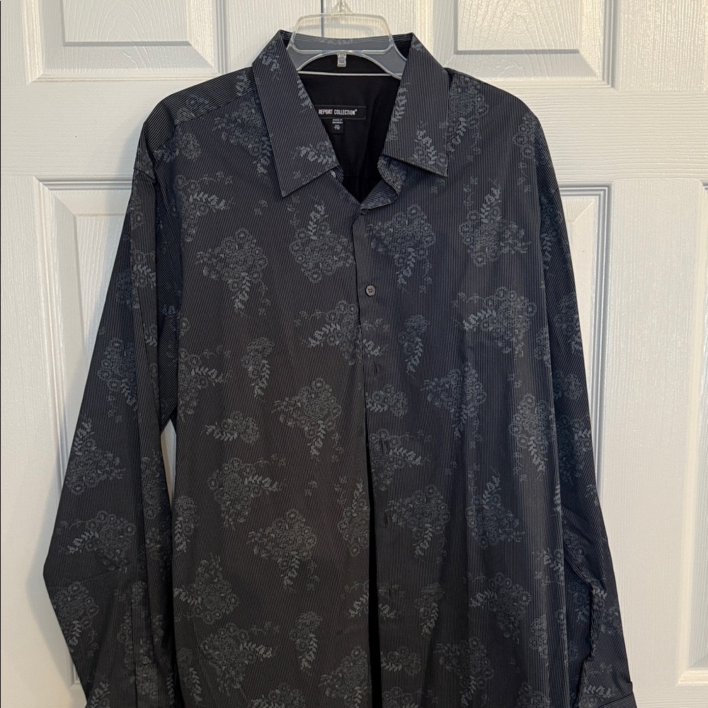 Report Collection Dark Gray Patterned Shirt